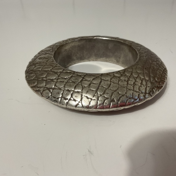 VTG Snakeskin Style Bracelet Silver Tone Brass Metal - Picture 6 of 6